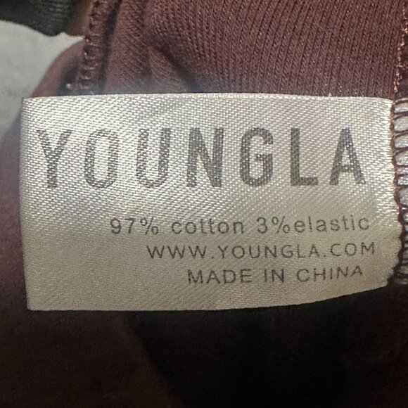 Youngla LA Joggers Pants Mens Large Drawstring Waist Maroon Gym Athletic wear - Picture 15 of 16